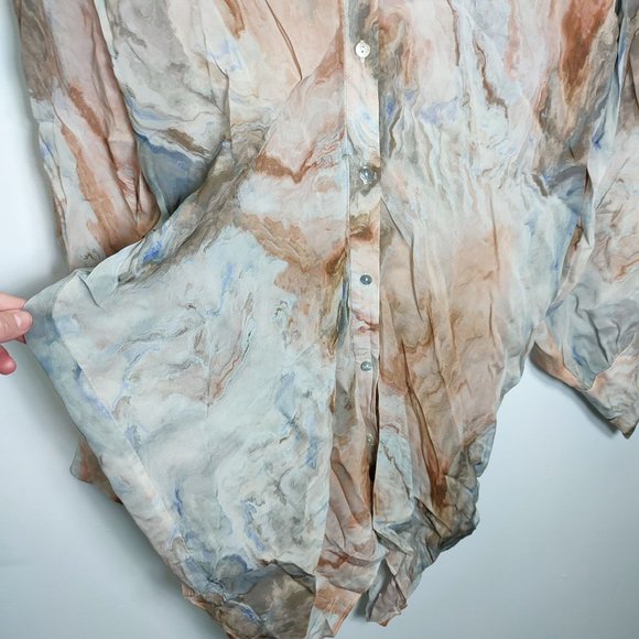 Zara Marble Print Blouse - Cream and Brown - Picture 13 of 13